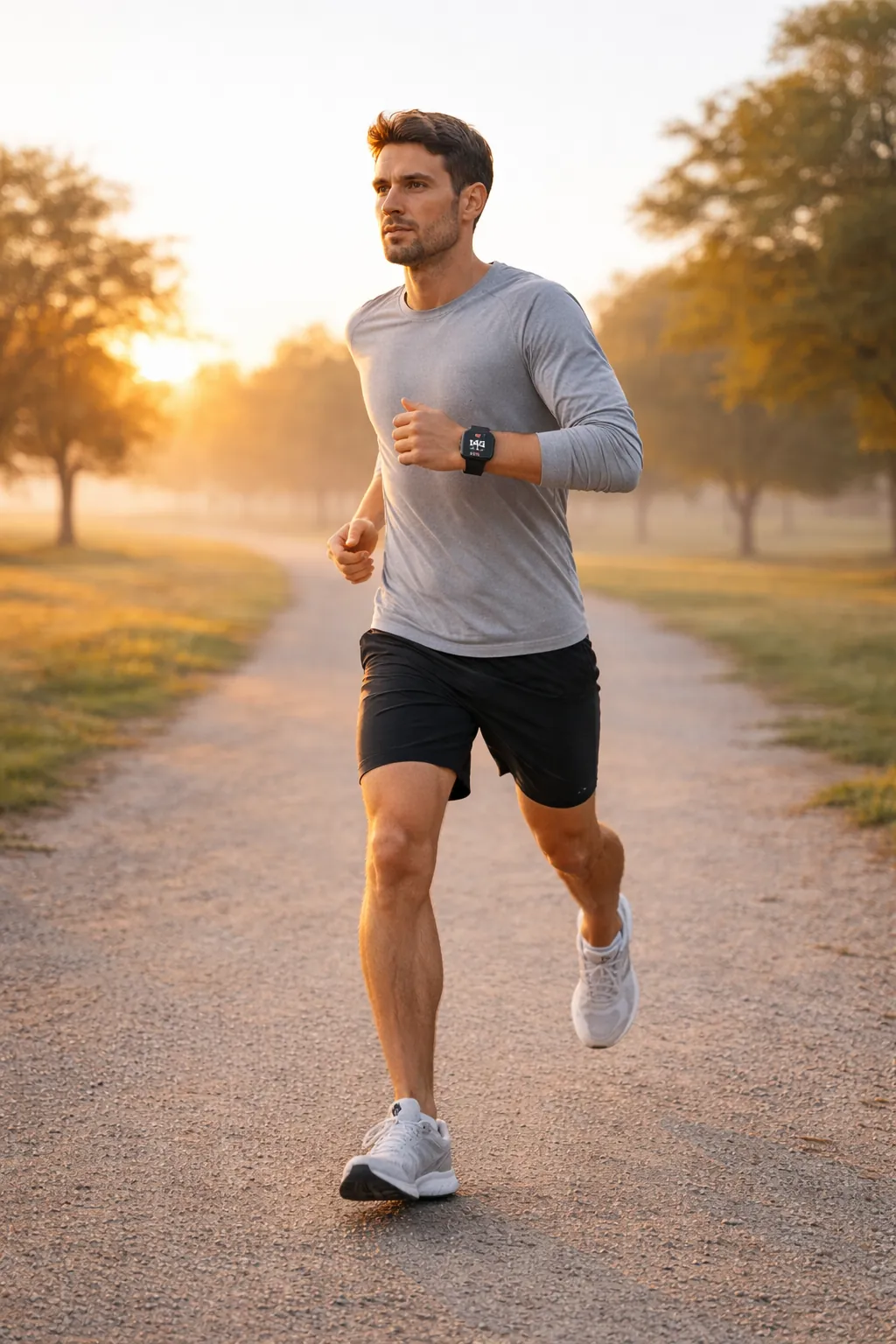Fitbit Versa 4 portée pendant un jogging — GPS intégré et interface sportive