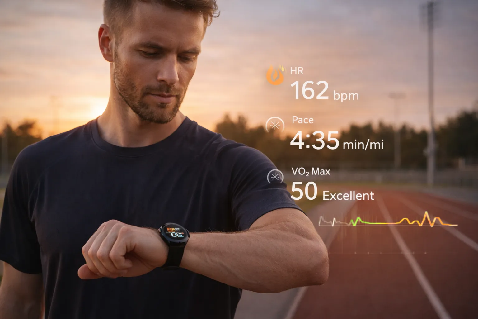 Athlète en préparation — technologie discrète et récupération intelligente