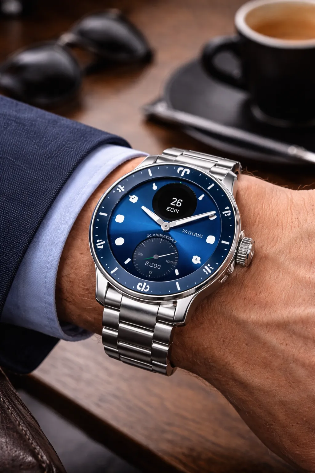 Withings ScanWatch Nova au poignet — design horloger haut de gamme avec cadran hybride et lunette en saphir